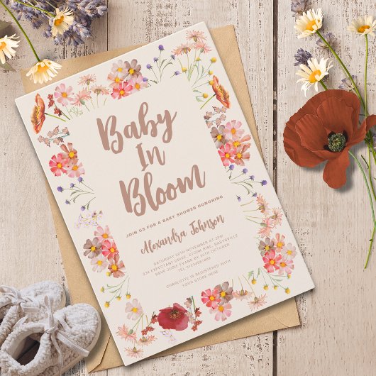 Wildflower Baby in Bloom Herfst Baby shower Kaart
