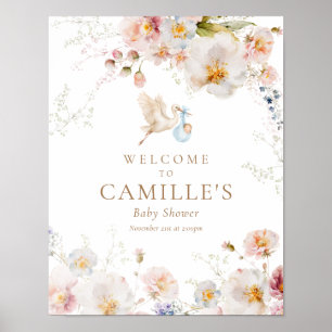 Wildflower Baby in Bloom Jongens Baby Shower Poster