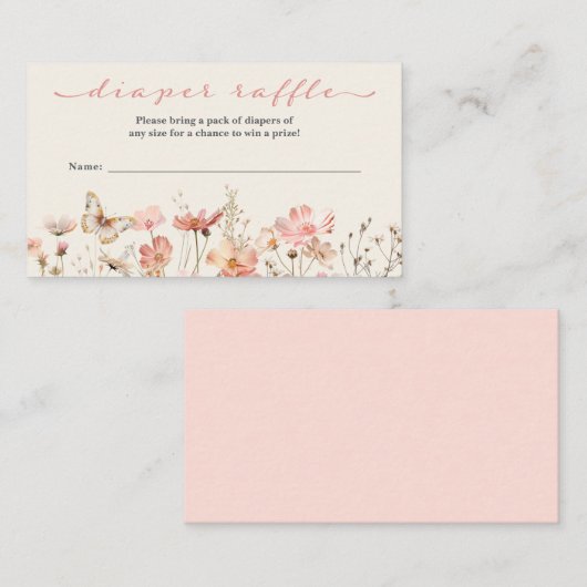 Wildflower Baby in Bloom Luier Raffle Baby shower Informatiekaartje (Voorkant / Achterkant)