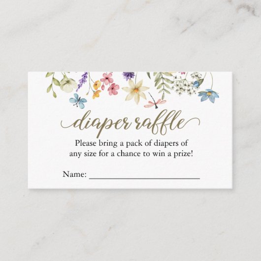 Wildflower Baby in Bloom Luier Raffle Baby shower Informatiekaartje (Voorkant)