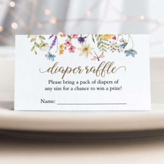 Wildflower Baby in Bloom Luier Raffle Baby shower Informatiekaartje