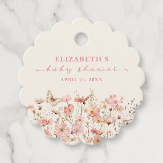 Wildflower Baby in Bloom Meisje Baby shower Bedankjes Labels (Voorkant)