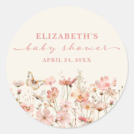 Wildflower Baby in Bloom Meisje Baby shower Ronde Sticker
