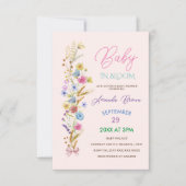 Wildflower Baby in Bloom Roze baby Girl Shower Kaart (Voorkant)