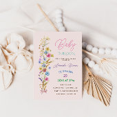Wildflower Baby in Bloom Roze baby Girl Shower Kaart
