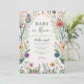 Wildflower Baby in Bloom Shower Kaart (Staand voorkant)