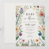 Wildflower Baby in Bloom Shower Kaart (Voorkant / Achterkant)