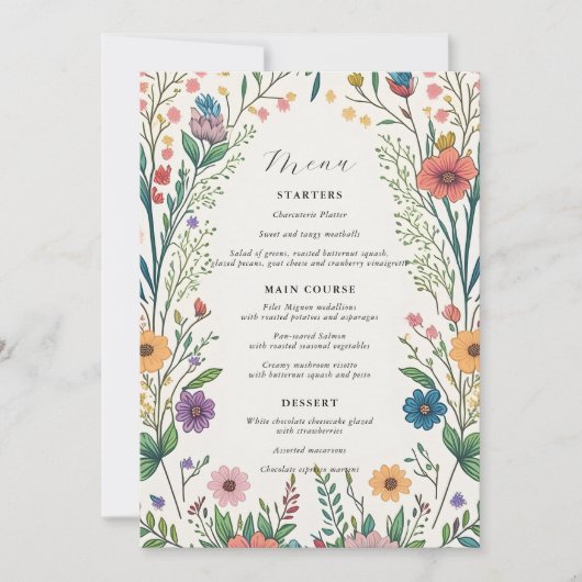 Wildflower Baby in Bloom Shower Menu Kaart (Voorkant)