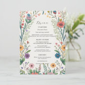 Wildflower Baby in Bloom Shower Menu Kaart (Staand voorkant)