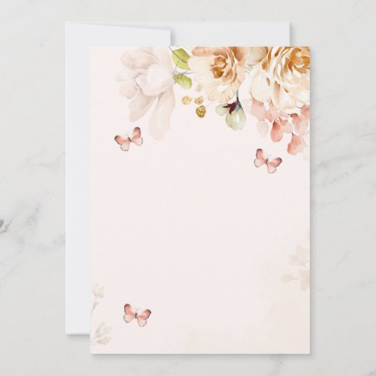 Wildflower Baby in Bloom TRIPLETS Baby shower Kaart (Achterkant)