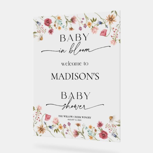 Wildflower Baby in Bloom Welkom Acryl Teken Acryl Bord (Hoek)