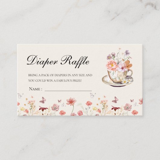 Wildflower baby is het brouwen van thee baby showe informatiekaartje (Voorkant)