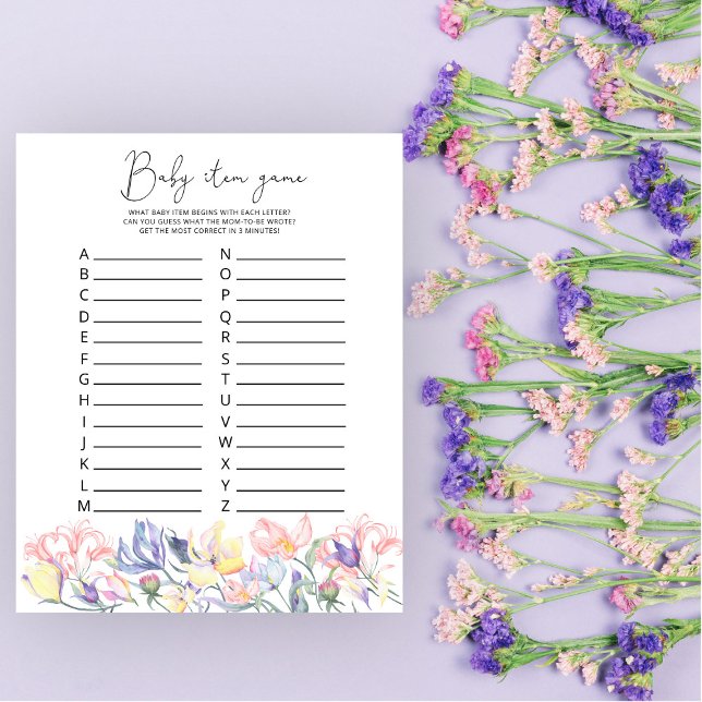 Wildflower Baby Item Spel Baby shower Spel (Creator heeft geüpload)