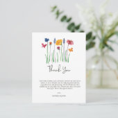 Wildflower Baby Meisje Baby shower Dank u Briefkaart (Staand voorkant)