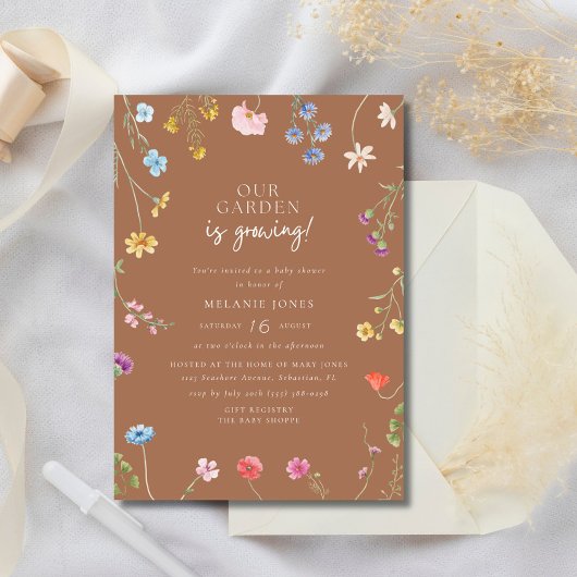 Wildflower Baby Meisje Baby shower Kaart