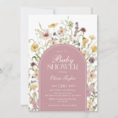 Wildflower Baby Meisje Douche Blush Pink Kaart (Voorkant)