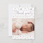 Wildflower baby meisje douche foto dank u kaarten (Voorkant)