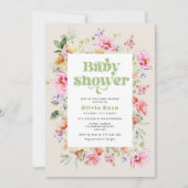 Wildflower baby meisje douche kaart (Voorkant)