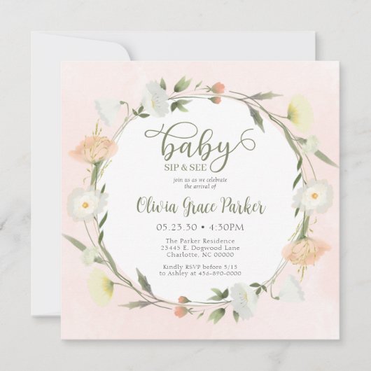 Wildflower Baby nippen en zien Kaart (Voorkant)