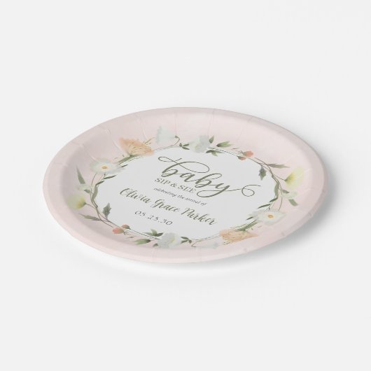 Wildflower Baby nippen en zien Papieren Bordje (Gekanteld)