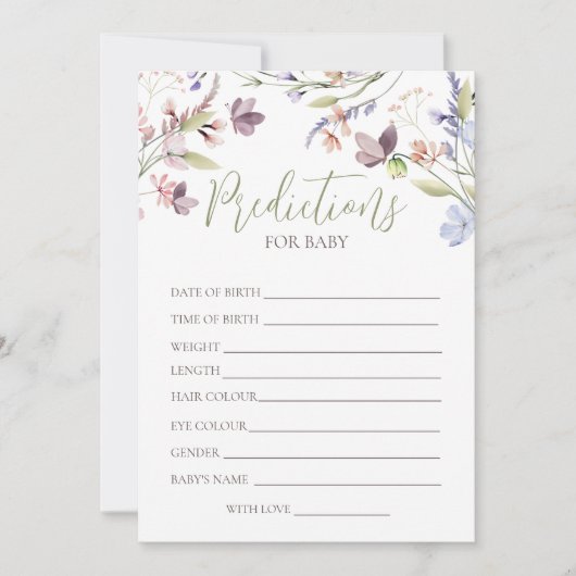 Wildflower Baby Predictions Card Kaart (Voorkant)