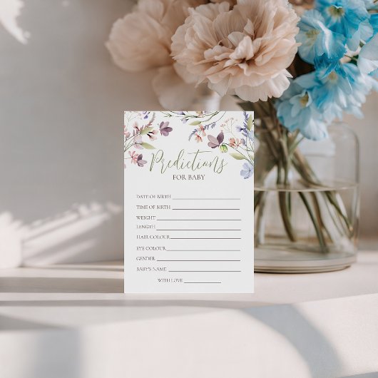 Wildflower Baby Predictions Card Kaart