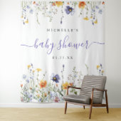 Wildflower Baby shower achtergrond Wandkleed (In situ)