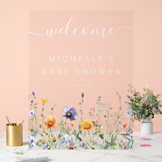Wildflower Baby shower acryl teken Acryl Bord (Huwelijk)