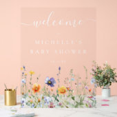 Wildflower Baby shower acryl teken Bord (Huwelijk)