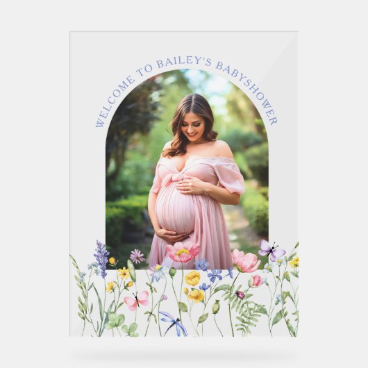 Wildflower baby shower Acrylic Sign Acryl Bord (Voorkant)