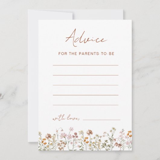 Wildflower Baby shower Advies Ouders om Kaart te z (Voorkant)