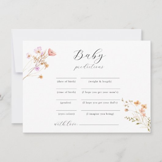 Wildflower Baby shower advies spel Feestdagenkaart (Voorkant)