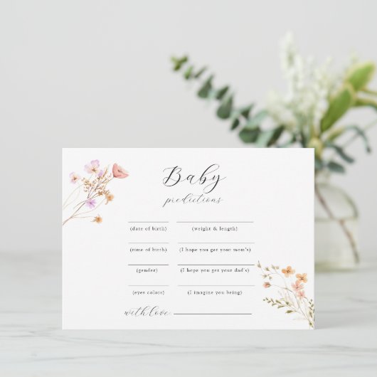Wildflower Baby shower advies spel Feestdagenkaart (Staand voorkant)