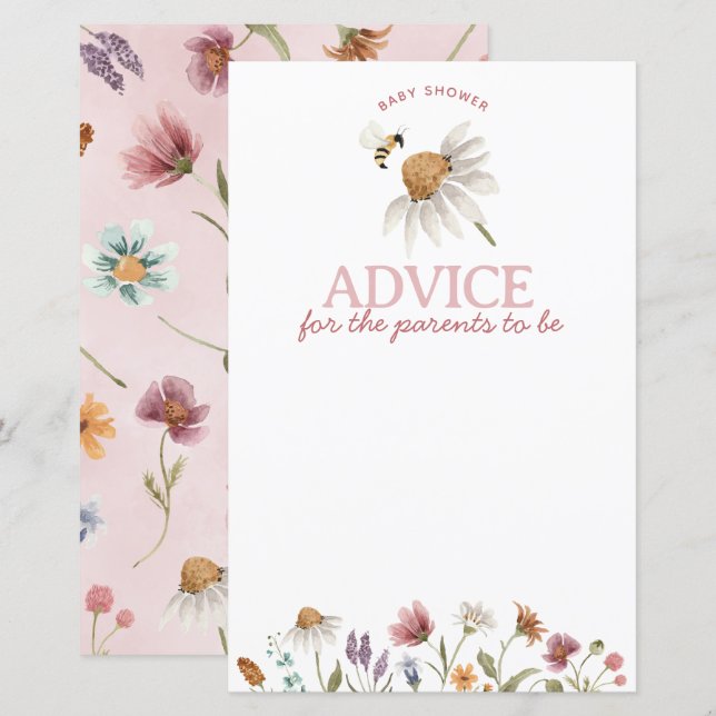 Wildflower Baby shower Advies voor Ouders Activite (Voorkant / Achterkant)