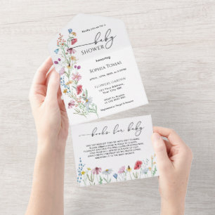 Wildflower Baby Shower All In One Uitnodiging