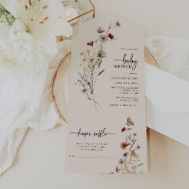 Wildflower Baby shower Alles in een Invite All In One Uitnodiging
