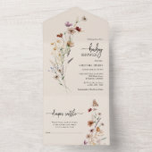 Wildflower Baby shower Alles in een Invite All In One Uitnodiging (Binnen)