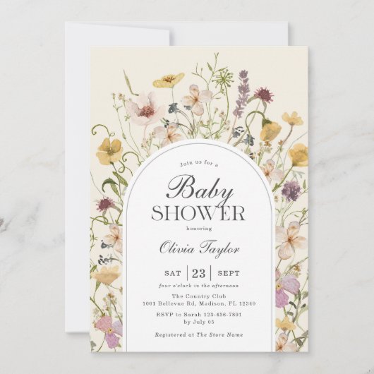 Wildflower Baby shower Arch Kaart (Voorkant)