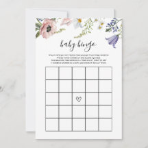 Wildflower Baby Shower Baby Bingo spelkaart