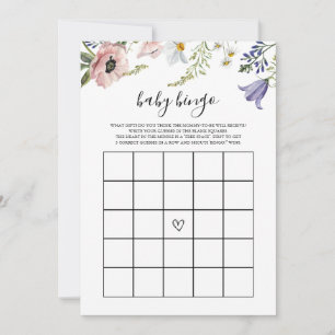 Wildflower Baby Shower Baby Bingo Spelkaart Kaart