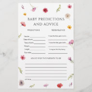 Wildflower Baby shower Baby voorspellingen spel