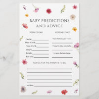 Wildflower Baby shower Baby voorspellingen spel