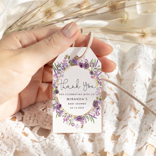 Wildflower Baby Shower Bedank Tag Cadeaulabel