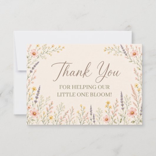 Wildflower baby shower bedankkaart (Voorkant)
