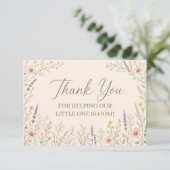 Wildflower baby shower bedankkaart (Staand voorkant)