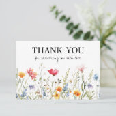 Wildflower Baby Shower Bedankkaart (Staand voorkant)