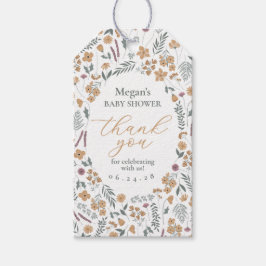 Wildflower Baby Shower Bedankkaartje - Oranje Cadeaulabel