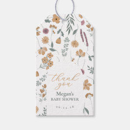 Wildflower Baby Shower Bedankkaartje - Oranje Cadeaulabel