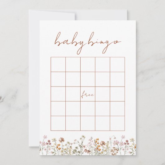 Wildflower Baby shower Bingo Boho Tuin Spel Kaart (Voorkant)