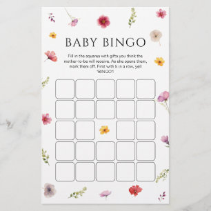 Wildflower Baby shower bingogame